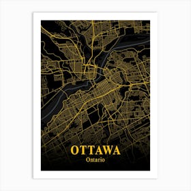 Ottawa Gold City Map 1 Art Print