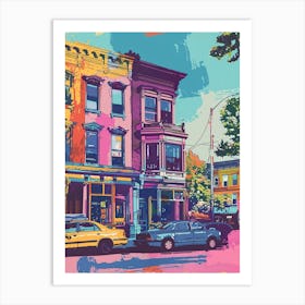 Belmont New York Colourful Silkscreen Illustration 4 Art Print