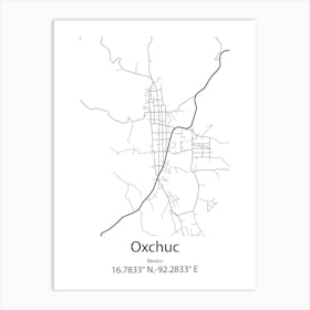 Oxchuc,Mexico Minimalist Map Art Print