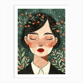 Asian Woman With Flowers 2 Art Print