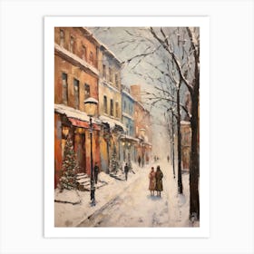 Vintage Winter Painting Vilnius Lithuania 1 Art Print