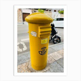 Yellow Post Box Urban Spain Art Print