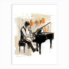 Jazz Musician Playing Piano Style Abstract Art Print