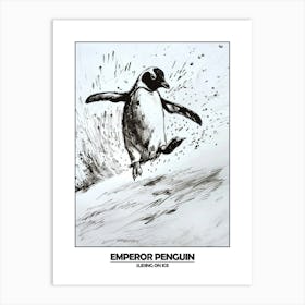 Penguin Sliding On Ice Poster 3 Art Print