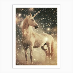 Glitter Unicorn In Space Abstract Collage 1 Art Print
