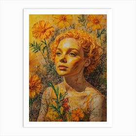 Girl With Flowers 3 Art Print