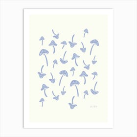 Blue Mushrooms Art Print