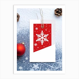 Abstract Winter Themed Illustration Featuring A Small White Ornament Framed By Satin Snowflakes On (1) Art Print