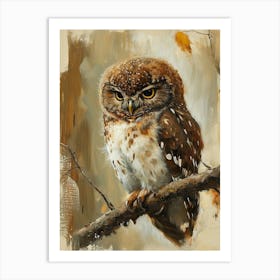Northern Pygmy Owl Japanese Painting 6 Art Print