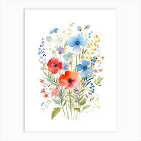 Watercolor Flowers Bouquet Art Print