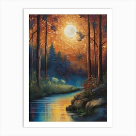 Full Moon In The Forest 1 Art Print