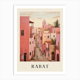 Rabat Morocco 3 Vintage Pink Travel Illustration Poster Art Print
