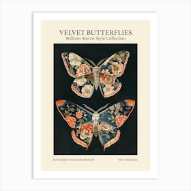 Velvet Butterflies Collection Butterfly Night Symphony William Morris Style 2 Art Print