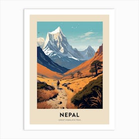 Great Himalaya Trail Nepal 1 Vintage Hiking Travel Poster Art Print