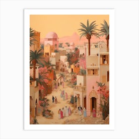 Hurghada Egypt 2 Vintage Pink Travel Illustration Art Print