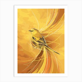 golden bird with swirls Art Print