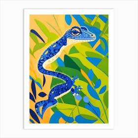 Blue Gecko with matisse style Art Print