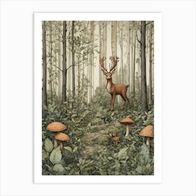 Deer In The Forest Art Print