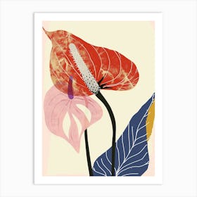 Colourful Flower Illustration Flamingo Flower 1 Art Print