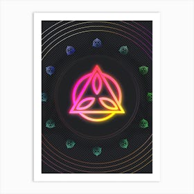 Neon Geometric Glyph in Pink and Yellow Circle Array on Black n.0273 Art Print