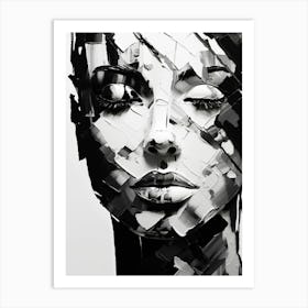 Fractured Identity Abstract Black And White 8 Art Print