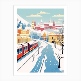 Retro Winter Illustration Budapest Hungary Art Print