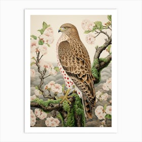 Ohara Koson Inspired Bird Painting Red Tailed Hawk 3 Art Print