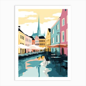 Aarhus, Denmark, Flat Pastels Tones Illustration 3 Art Print