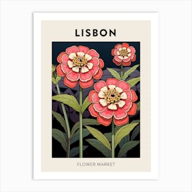 Lisbon Portugal Botanical Flower Market Poster Art Print