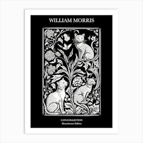 William Morris Style  Cats Collection Black And White 2 Art Print