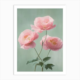 Pink Roses Flowers Acrylic Painting In Pastel Colours 9 Art Print