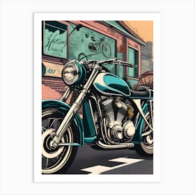 Vintage Motorcycle Illustration Art Print