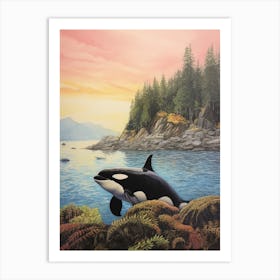 Realistic Orca Whale Storybook Style Illustration 4 Art Print