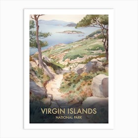 Virgin Islands National Park Watercolour Vintage Travel Poster 2 Art Print