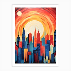 "Urban Twilight: The City's Sunset Symphony" Art Print