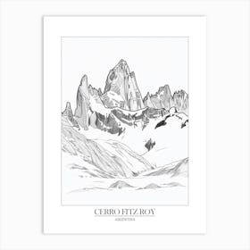 Cerro Fitz Roy Argentina Line Drawing 7 Poster Art Print