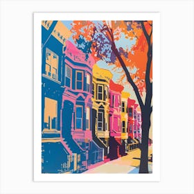 Prospect Heights New York Colourful Silkscreen Illustration 2 Art Print