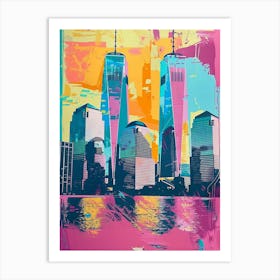 World Trade Center Memorial New York Colourful Silkscreen Illustration 1png Art Print