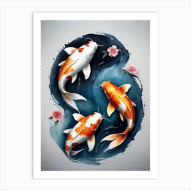 Koi Fish Yin Yang Painting (14) Art Print