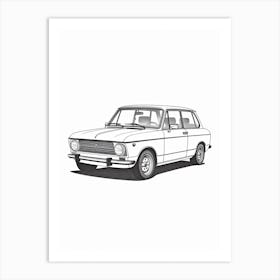 Mini Cooper Line Drawing 7 Art Print