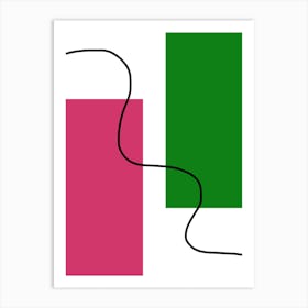 Pink And Green Squares Art Print