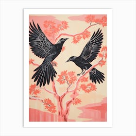 Vintage Japanese Inspired Bird Print Crow 1 Art Print