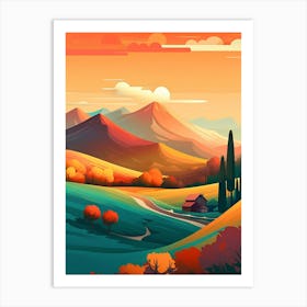 Landscape With Hills And Valleys Art Print