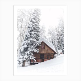 Winter Log Cabin Art Print