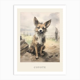 Beatrix Potter Inspired  Animal Watercolour Coyote 3 Art Print