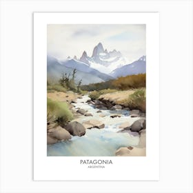 Patagonia Argentina Watercolour Travel Poster 4 Art Print