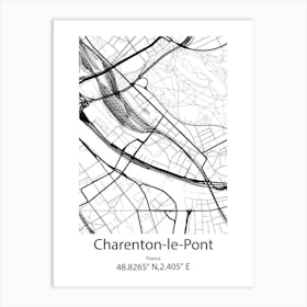 Charenton Le Pont,France Minimalist Map Art Print