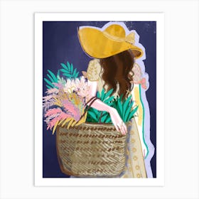 Girl With Flowers 1 Art Print