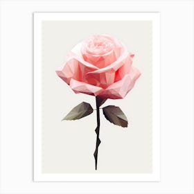 Low Poly Rose Art Print