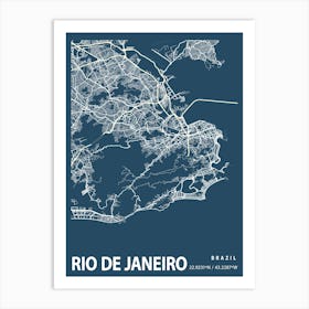 Rio De Janeiro Blueprint City Map 1 Art Print